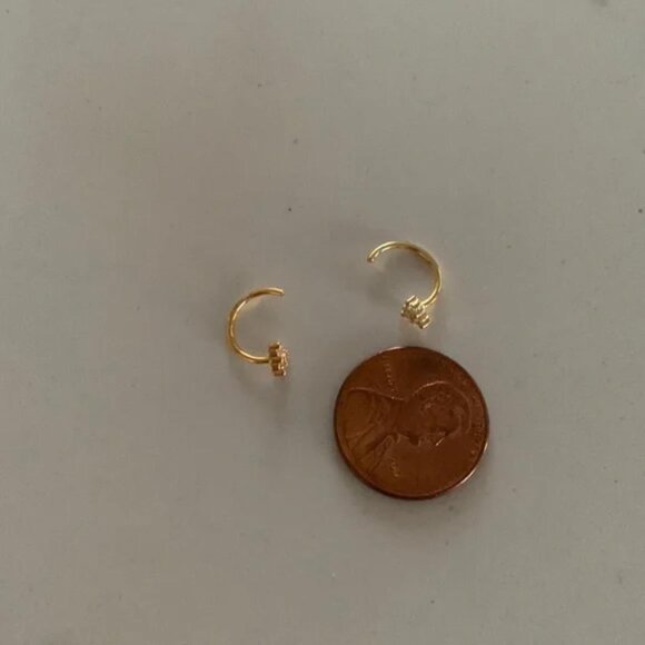 The Zania Gold open huggie hoop with CZ hoop earrings - Picture 2 of 4